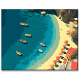 Malen nach Zahlen Kunst Natur Boote liegen im Meer und Strand fest