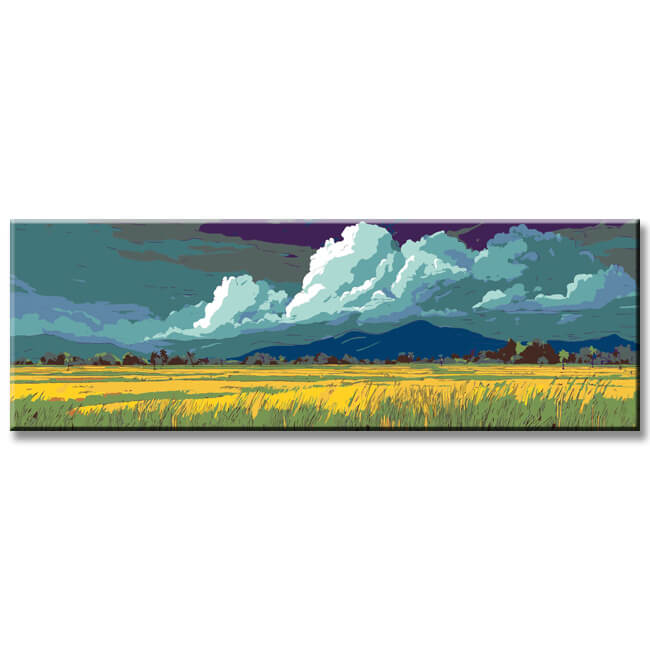 Malen nach Zahlen Kunst Natur grüne Wiesen und Berge