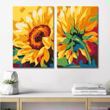 Malen nach Zahlen Kunst Natur Sonnenblume mit Kopf nach oben