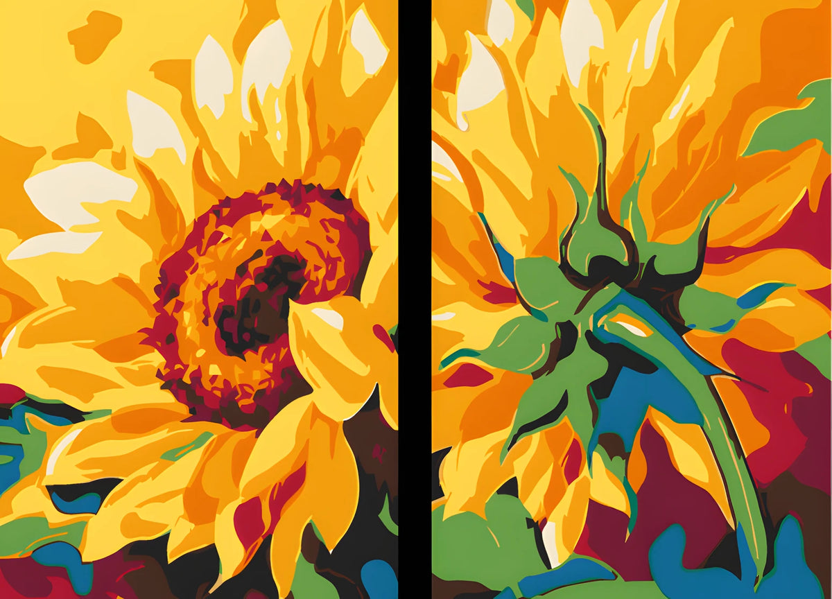 Malen nach Zahlen Kunst Natur Sonnenblume mit Kopf nach oben