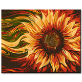 Malen nach Zahlen Kunst Natur offene Sonnenblume weht im Wind