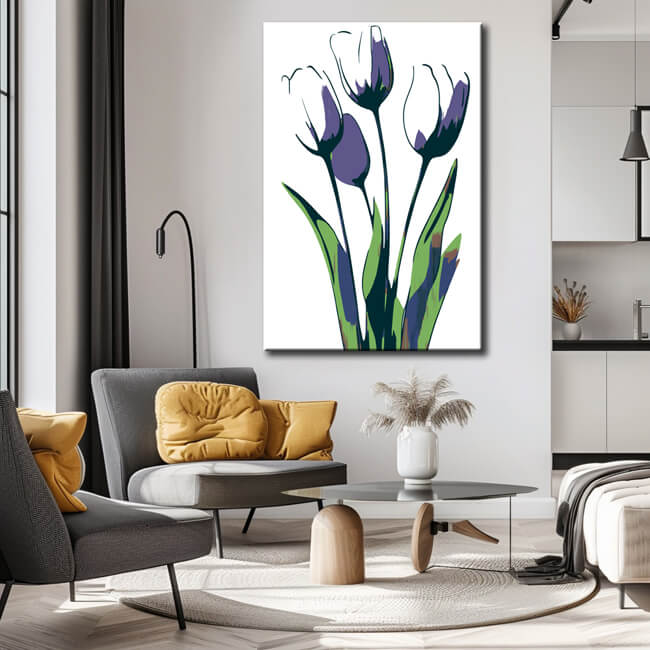 Malen nach Zahlen Kunst Natur fünf Tulpen