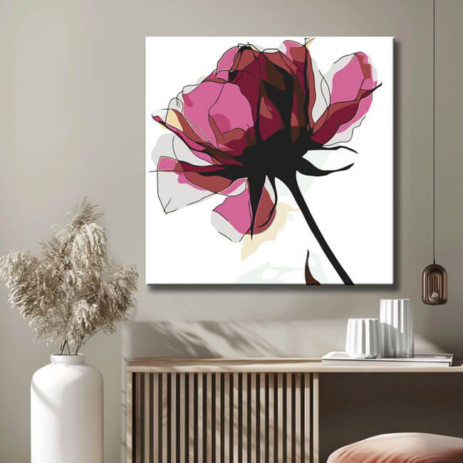 Malen nach Zahlen Blumen Rose die nach links guckt
