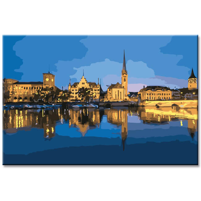Malen nach Zahlen Zürich bei Nacht