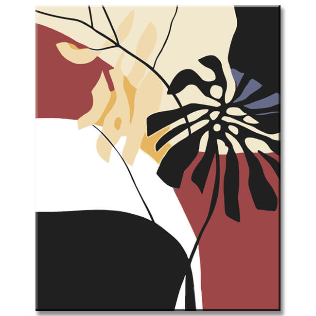 Malen nach Zahlen Kunst Malerei Blatt Schwarz Weiss braun