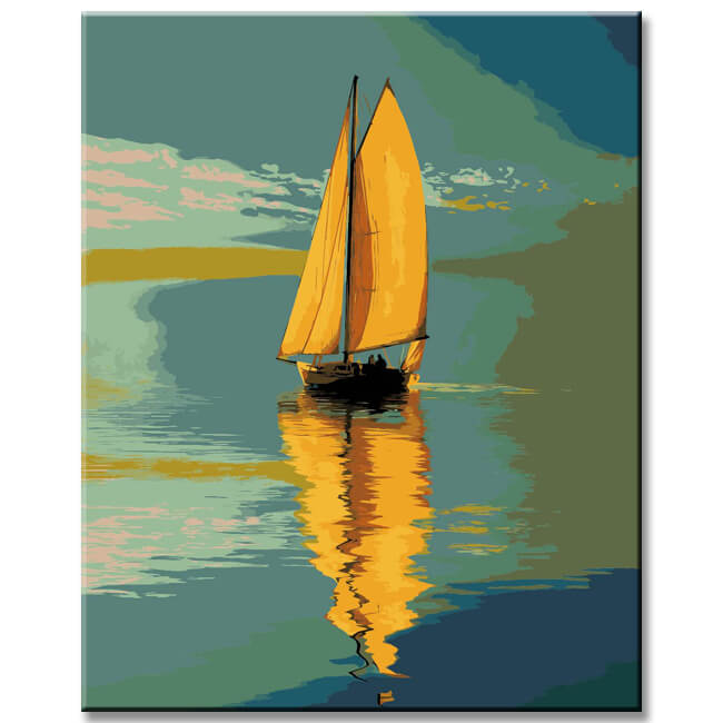 Malen nach Zahlen Segelboot auf dem Meer
