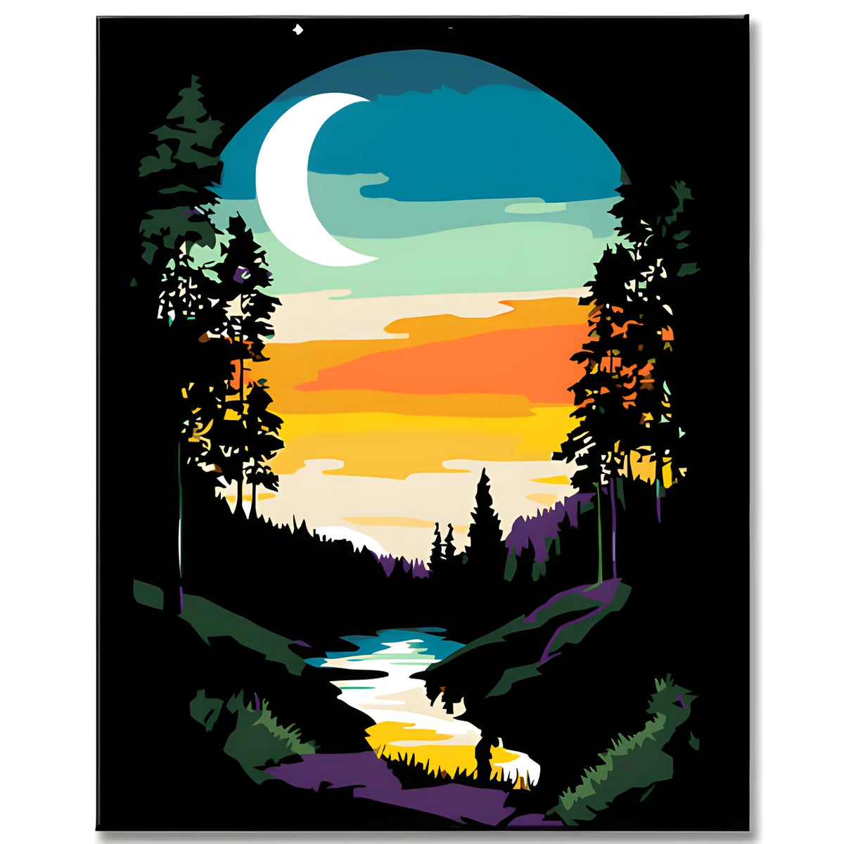Malen nach Zahlen Nachtstimmung mit Blutmond