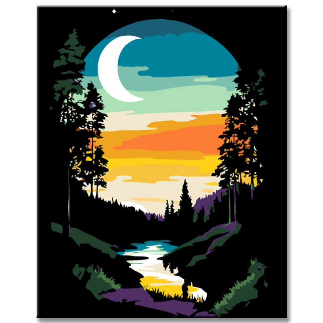 Malen nach Zahlen Nachtstimmung mit Blutmond