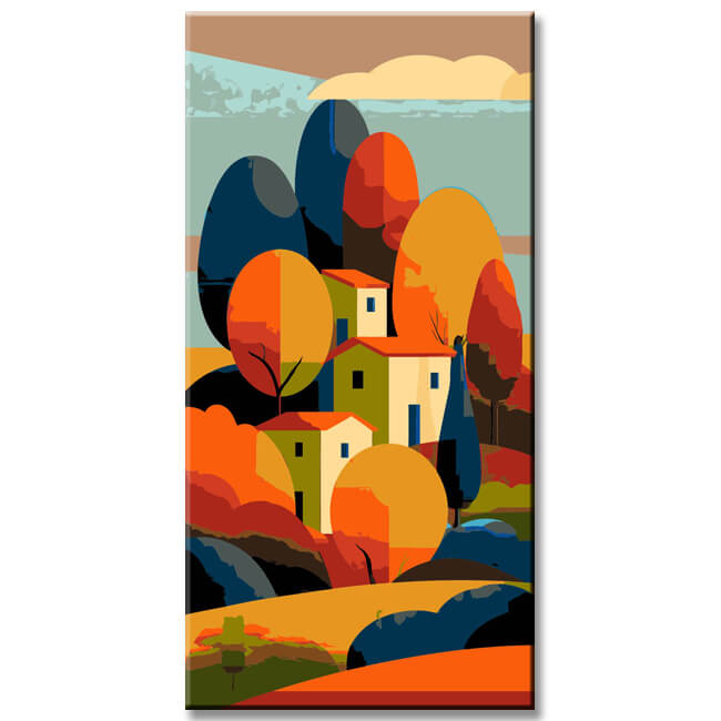 Malen nach Zahlen Folkart VolksKunst Haus in Landschaft