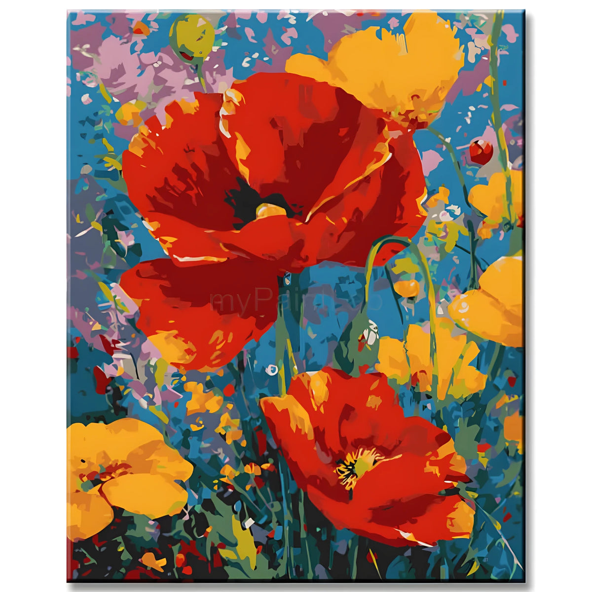 Malen nach Zahlen Blumen Rote MohnBlume