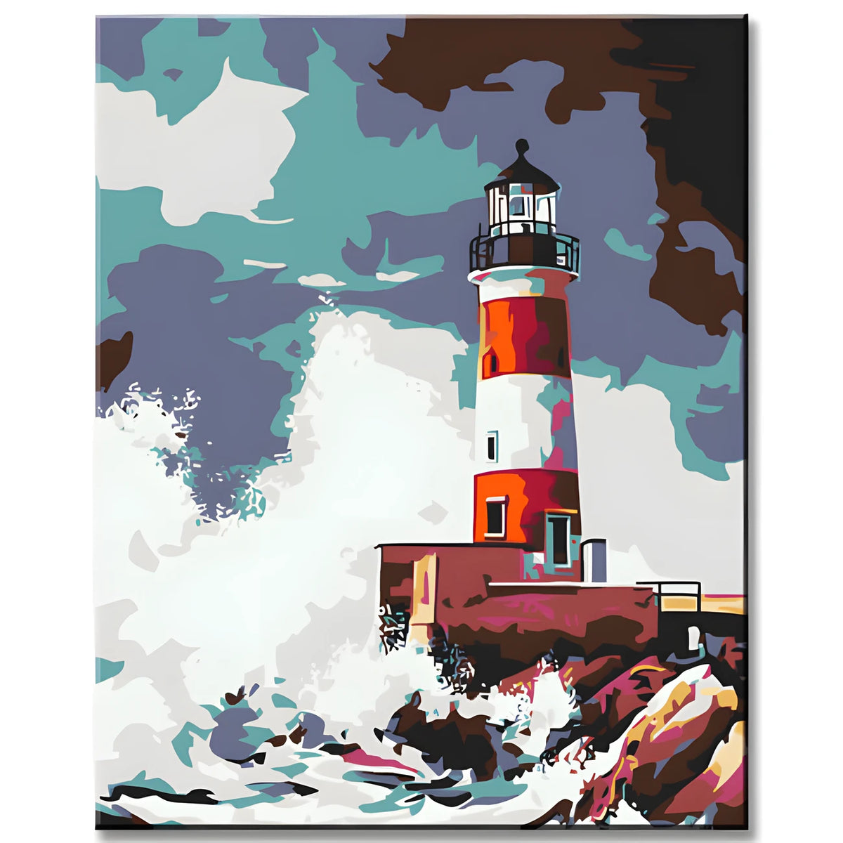Malen nach Zahlen Leuchtturm in Wellen