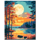 Malen nach Zahlen Vollmond Abendstimmung