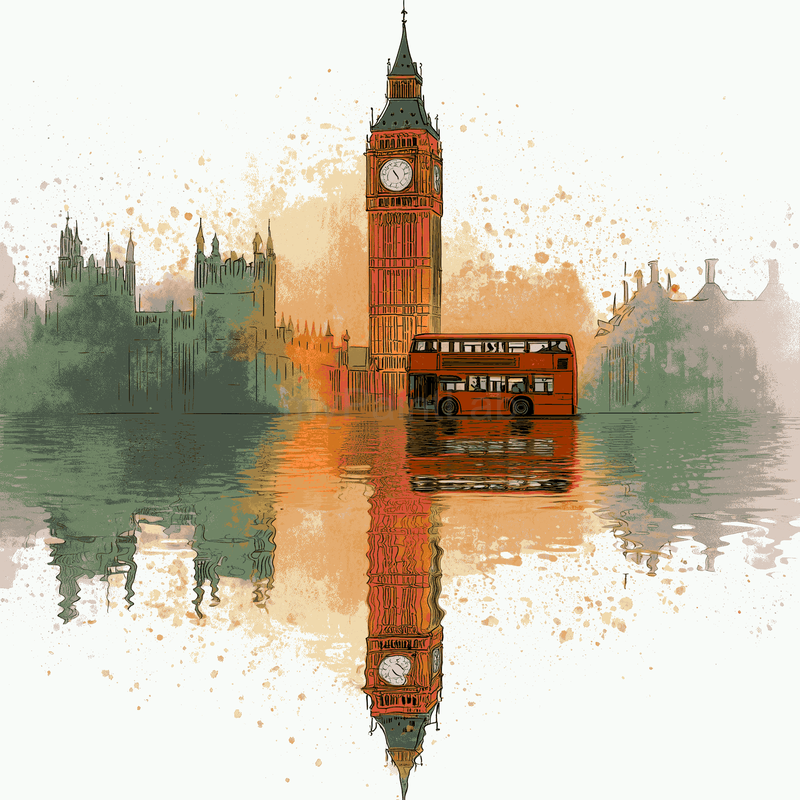 Malen nach Zahlen London in Aquarell