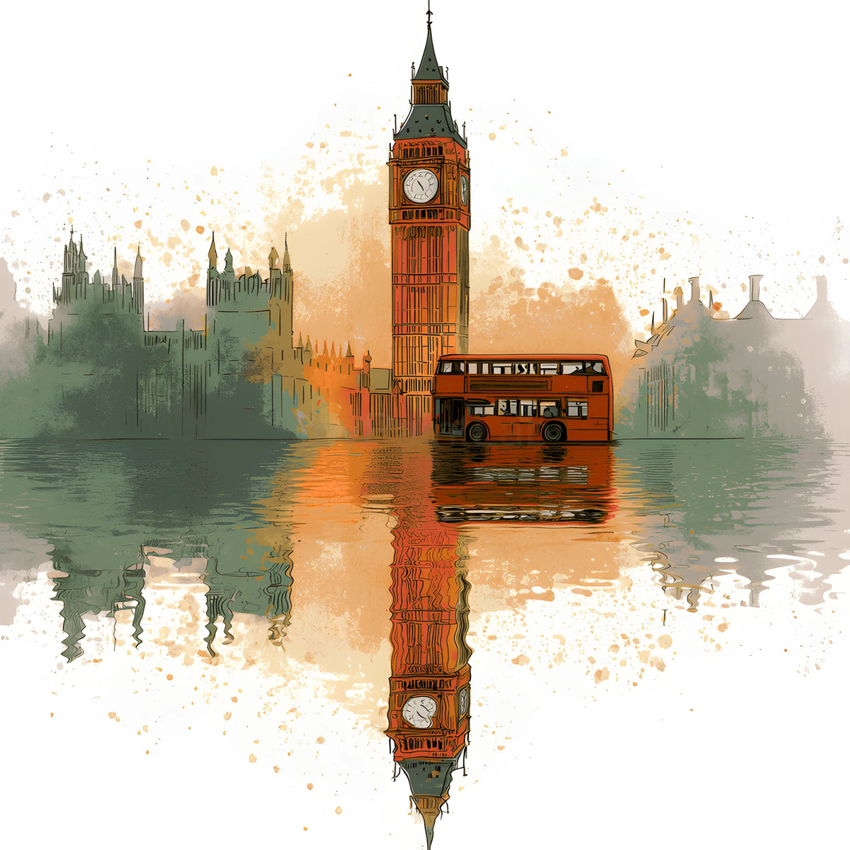 Malen nach Zahlen London in Aquarell