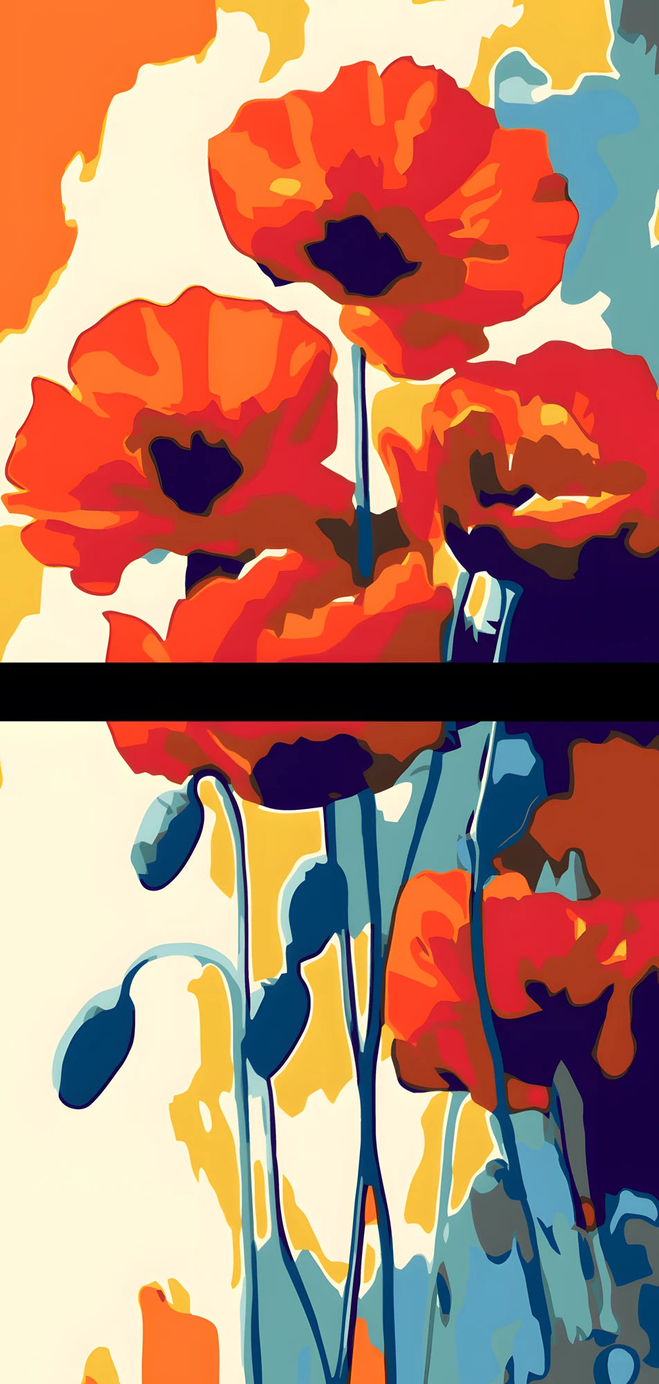 Malen nach Zahlen Aquarell Mohn Blumen 2-teilig