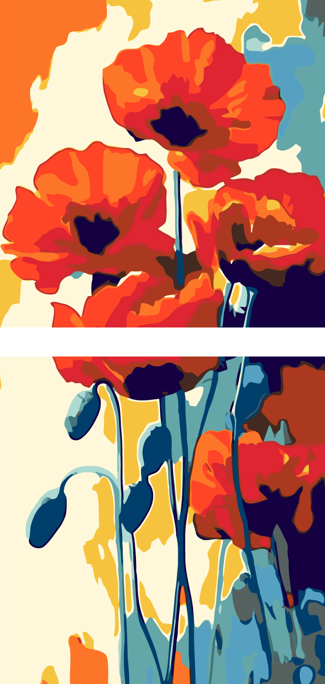 Malen nach Zahlen Aquarell Mohn Blumen 2-teilig