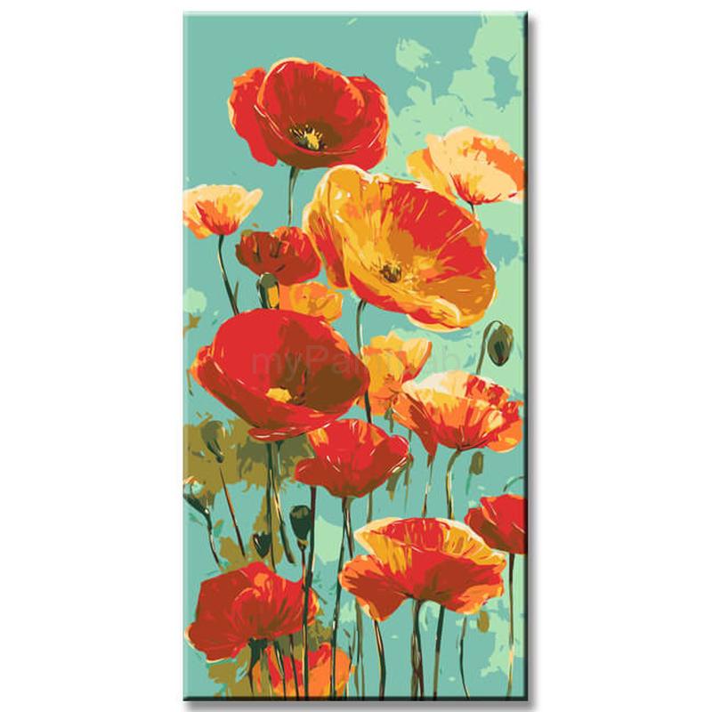 Malen nach Zahlen Aquarell Mohn Blumen