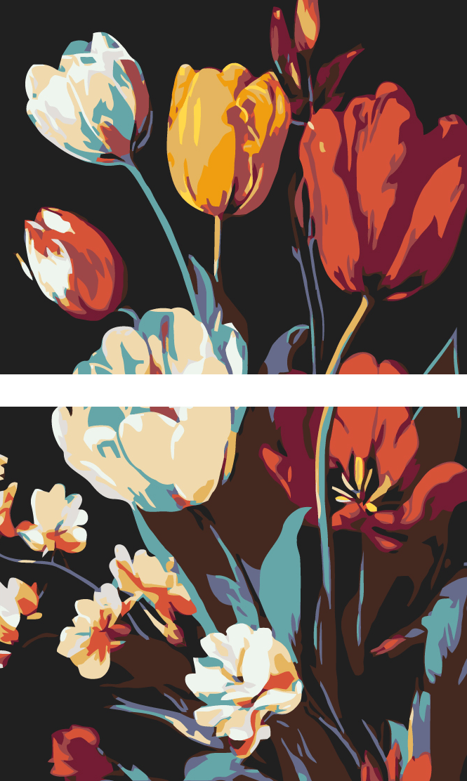 Malen nach Zahlen TulpenBlumen Strauß 2-teilig
