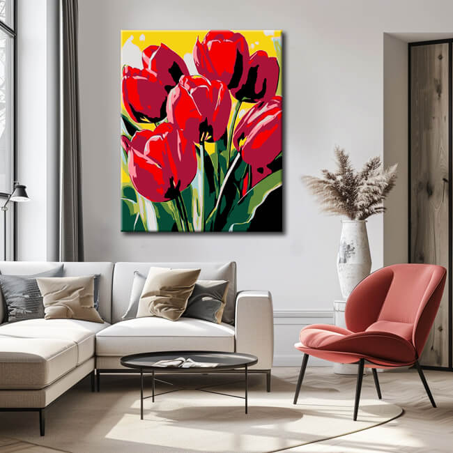 Malen nach Zahlen Rote Tulpen