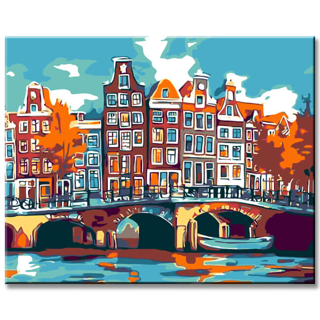 Malen nach Zahlen Niederlande Altstadt Amsterdam