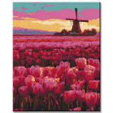 Malen nach Zahlen Niederlande Holland Tulpen Windmühle