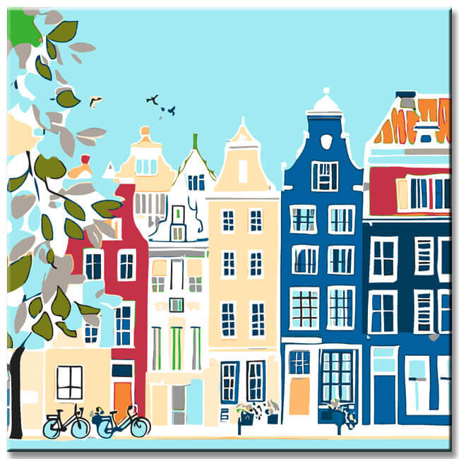 Malen nach Zahlen Niederlande Holland Illustration Altstadt