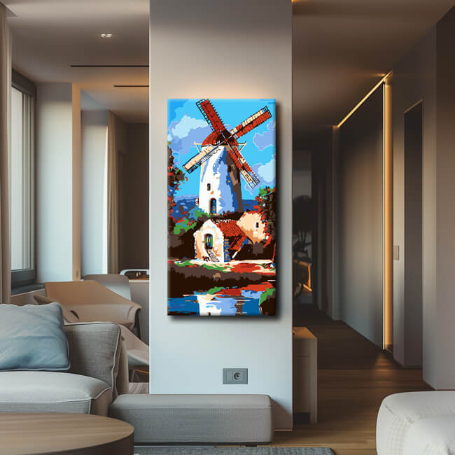 Malen nach Zahlen Niederlande Holland Illustration Windmühle