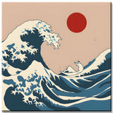 Malen nach Zahlen Welle von Kanagawa mit roter Sonne