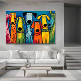 Malen nach Zahlen Kunst Vier Bunte Hunde