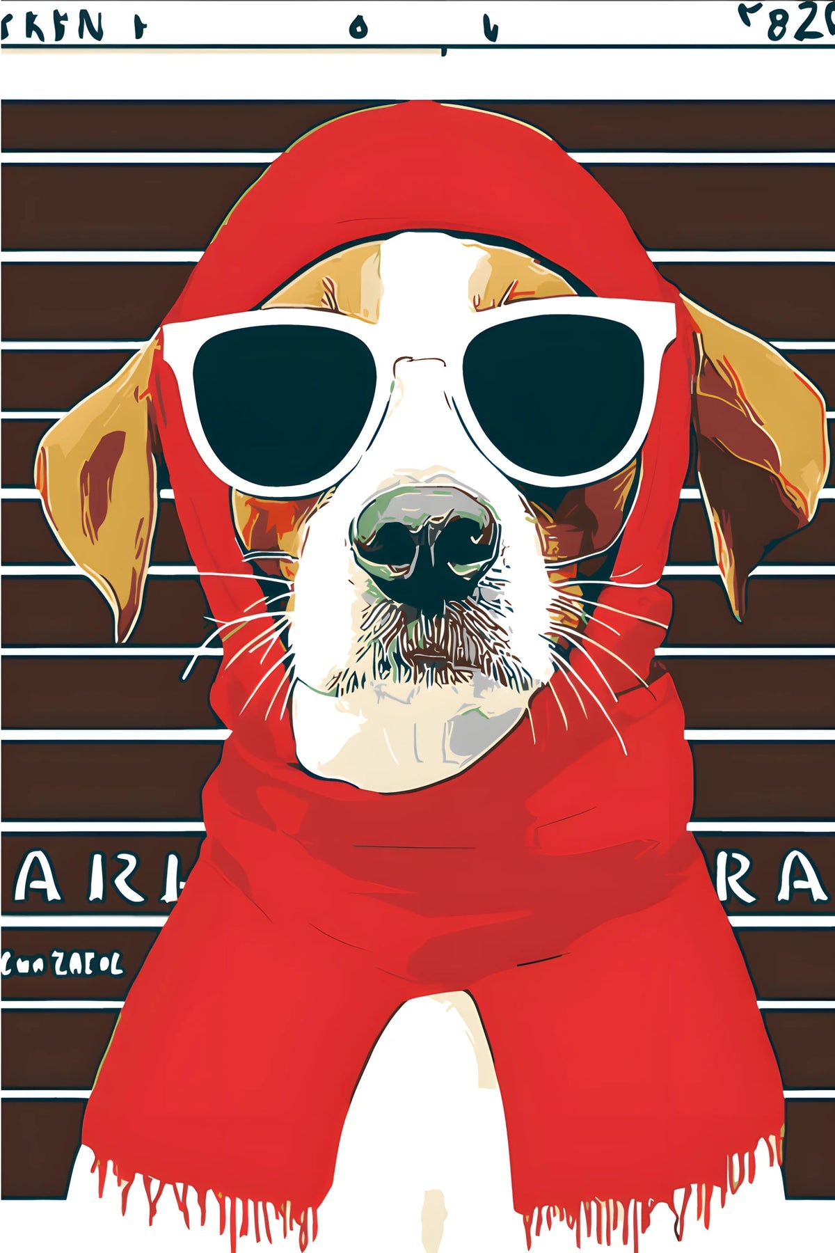 Malen nach Zahlen Kunst Verbrecherhund mit Sonnenbrille und Kopftuch