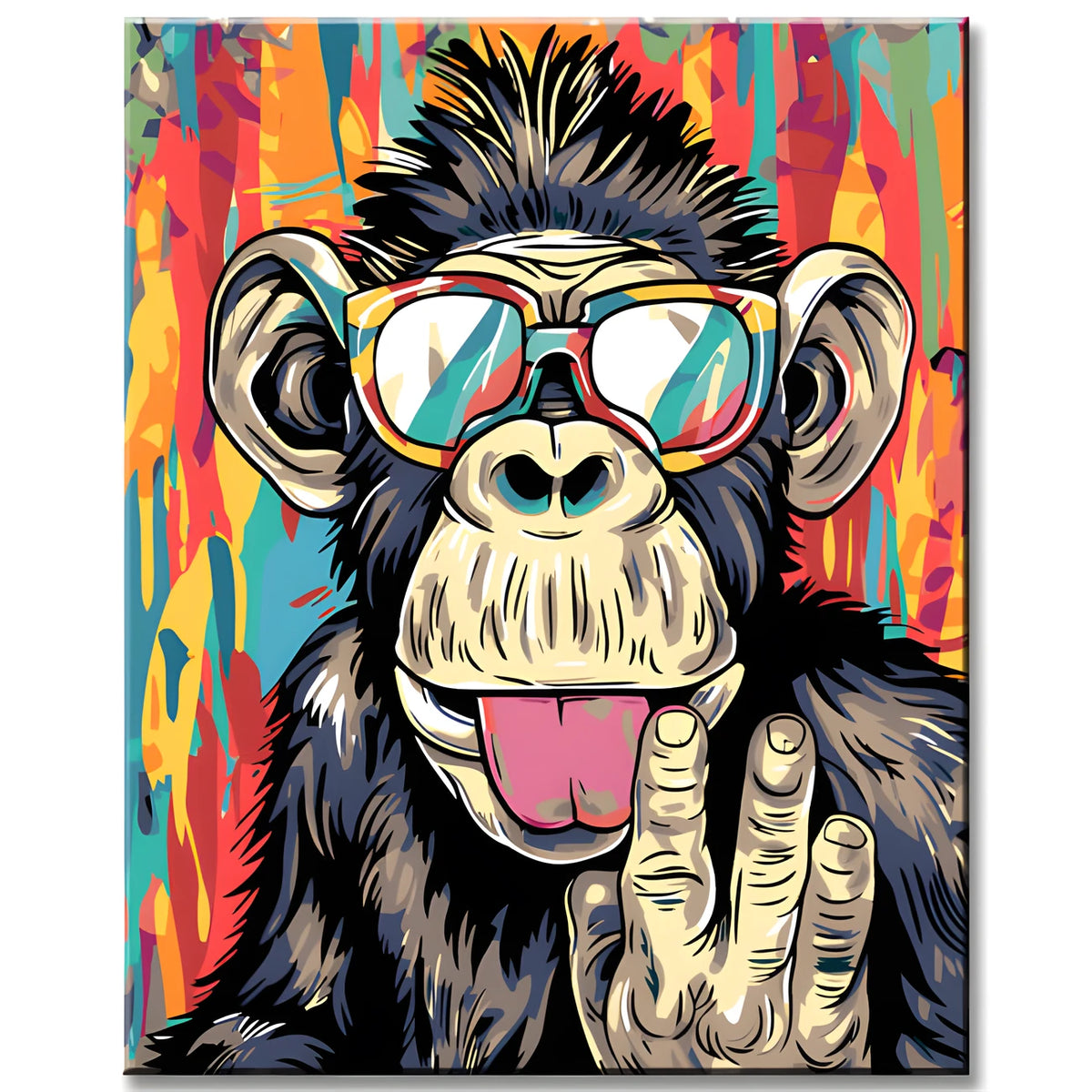 Malen nach Zahlen Kunst Tier Lustiger Affe mit Brille