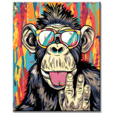 Malen nach Zahlen Kunst Tier Lustiger Affe mit Brille