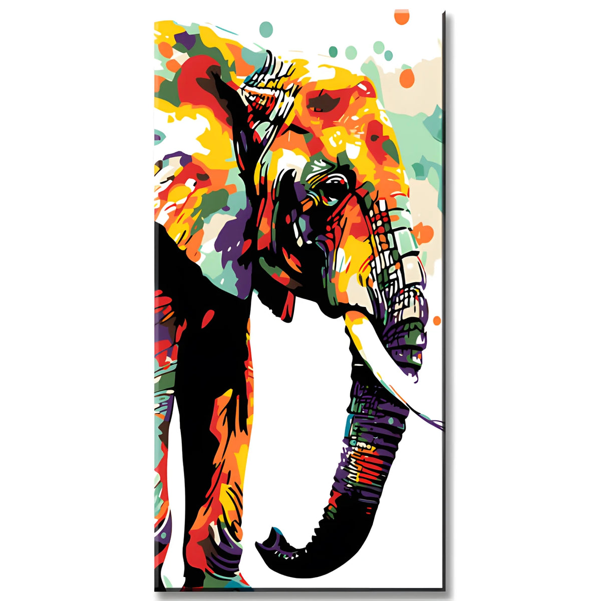 Malen nach Zahlen Kunst Tier Elefant mit Buntem Kopf und Rüssel