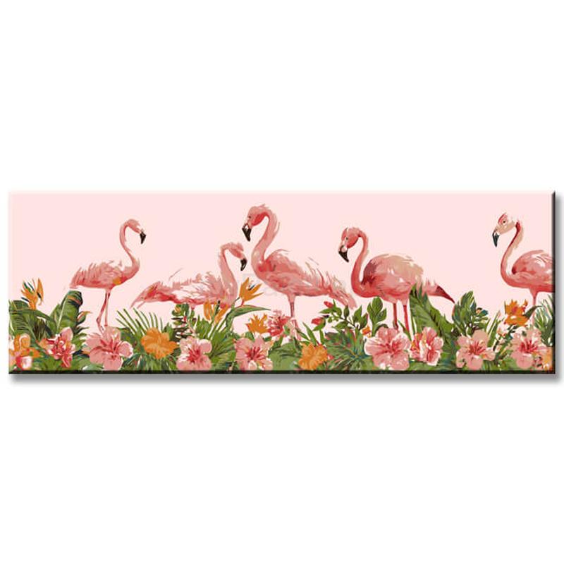 Malen nach Zahlen Kunst Tier Flamingos auf der Wiese