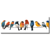 Malen nach Zahlen Kunst Tier Viele Bunte Vögel sitzen auf Bügeln an der Leine