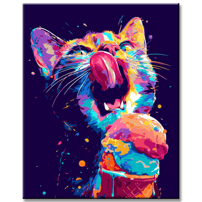 Malen nach Zahlen Leuchtender Katzenkopf