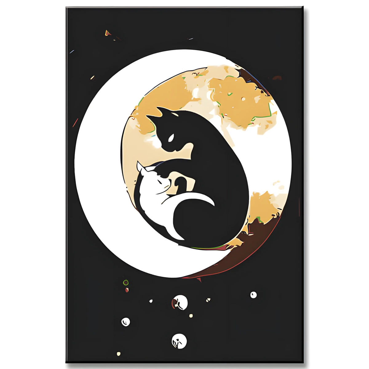 Malen nach Zahlen schwarze und weiße Katze als Ying Yang