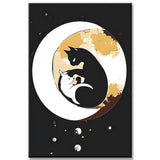 Malen nach Zahlen schwarze und weiße Katze als Ying Yang