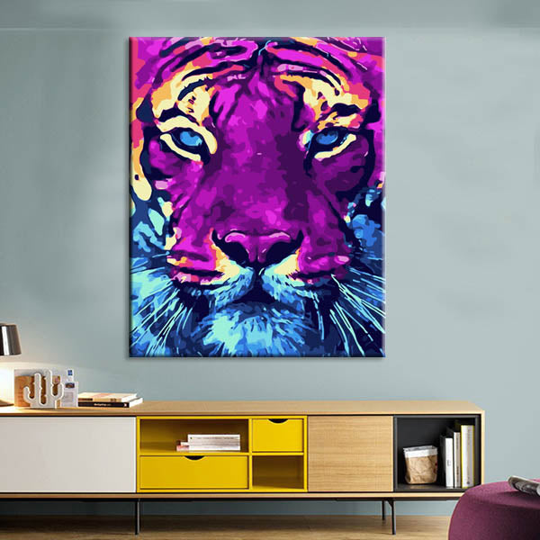 Malen nach Zahlen Kunst Tier Buntes Tigerkopf