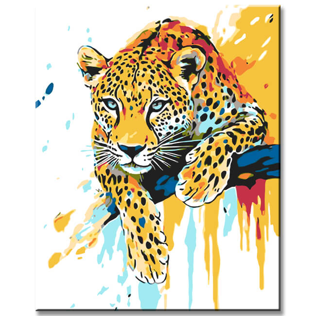 Malen nach Zahlen Kunst Tier Leopard hängt rum