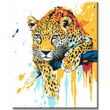 Malen nach Zahlen Kunst Tier Leopard hängt rum