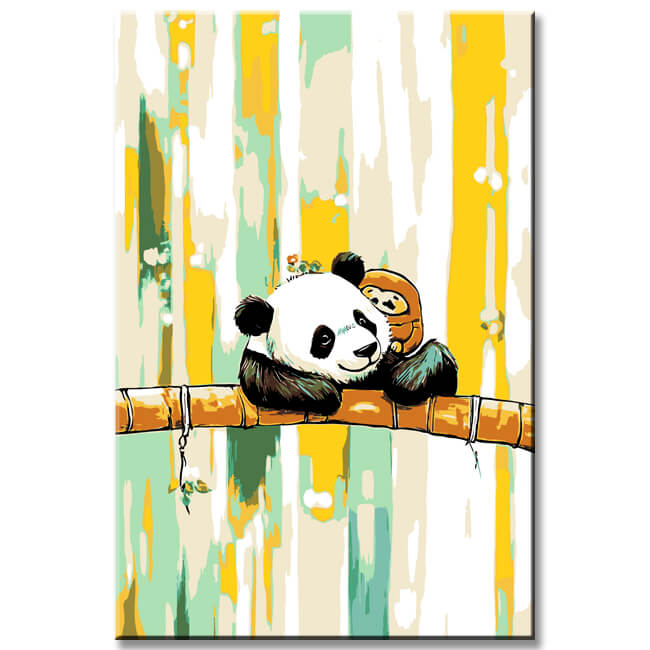 Malen nach Zahlen Kunst Tier Panda auf einem Ast