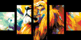 Malen nach Zahlen Kunst Tier buntes Löwengesicht von vorne 5-teilig