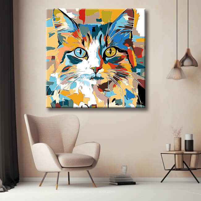 Malen nach Zahlen Bunte Katze Porträt