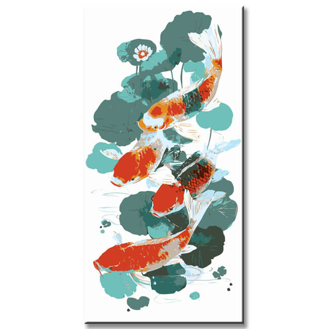 Malen nach Zahlen Rote und Schwarze Fische