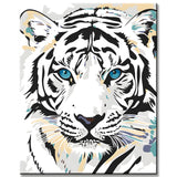 Malen nach Zahlen Tiger schwarz-weiss mit blauen Augen