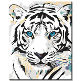 Malen nach Zahlen Tiger schwarz-weiss mit blauen Augen