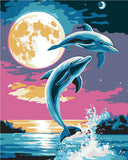 Malen nach Zahlen Kunst Tier Delfin im Vollmond