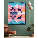 Malen nach Zahlen Kunst Tier Delfin in der Abendsonne