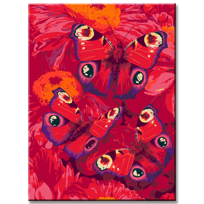 Malen nach Zahlen Kunst Tier Rote Schmetterlinge
